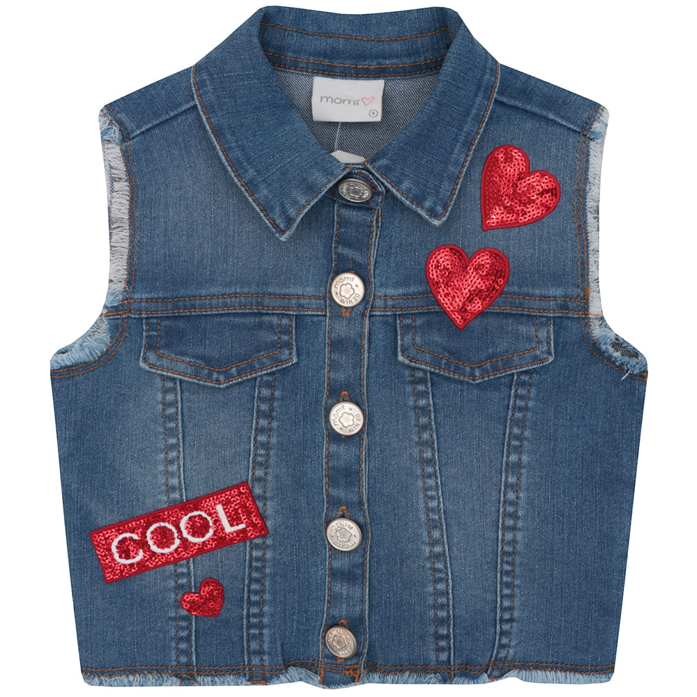 colete jeans infantil feminino