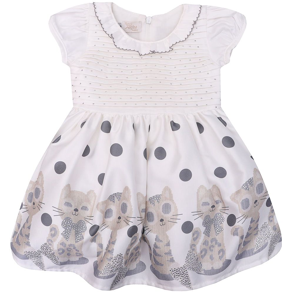 Vestido Festa Bebe Anjos Baby Gatinhos Bordado Strass Babyshoponline